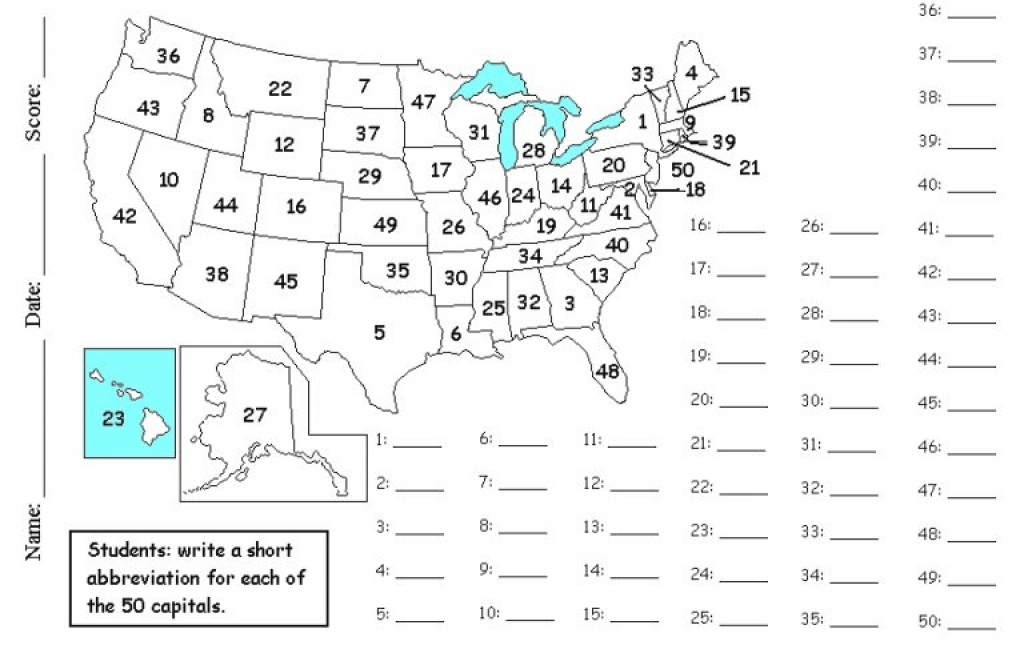 Us Maps With State Names And Capitals Fresh Us States And Capitals within State Capitals Map Quiz