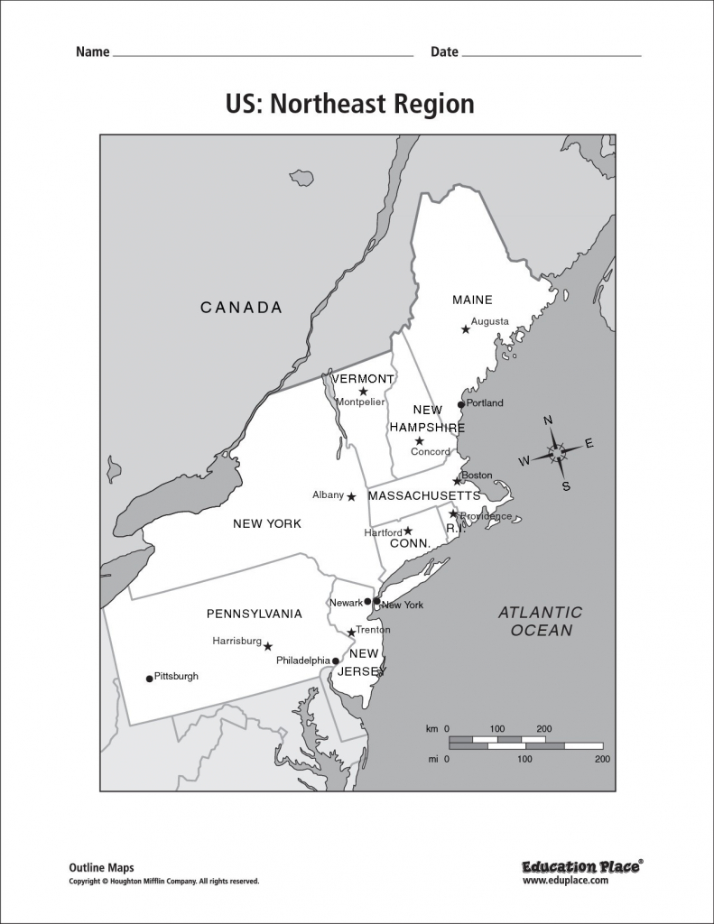 Us Northeast Region Blank Map Us State Capitals Northeast Region inside Northeast Region States And Capitals Map