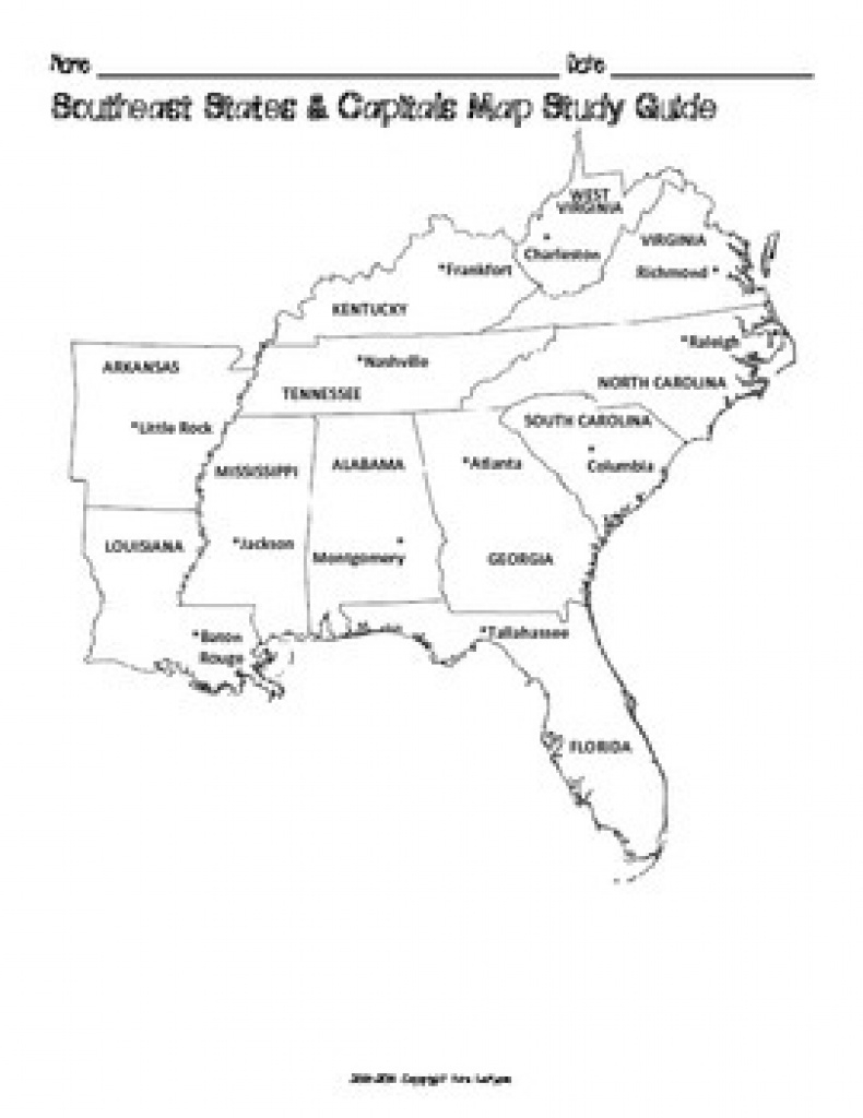 Us Southeast Region States &amp;amp; Capitals Mapsmrslefave | Tpt with regard to Southeast Region Map With States And Capitals