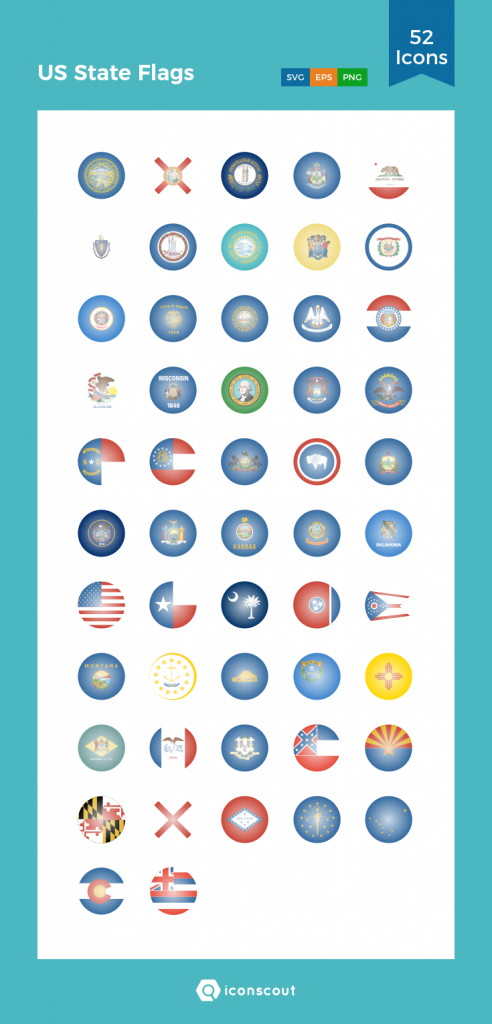 Us State Flags Icon Pack - 52 Flat Icons | Flag &amp;amp; Maps | Pinterest with Google Maps State Icons