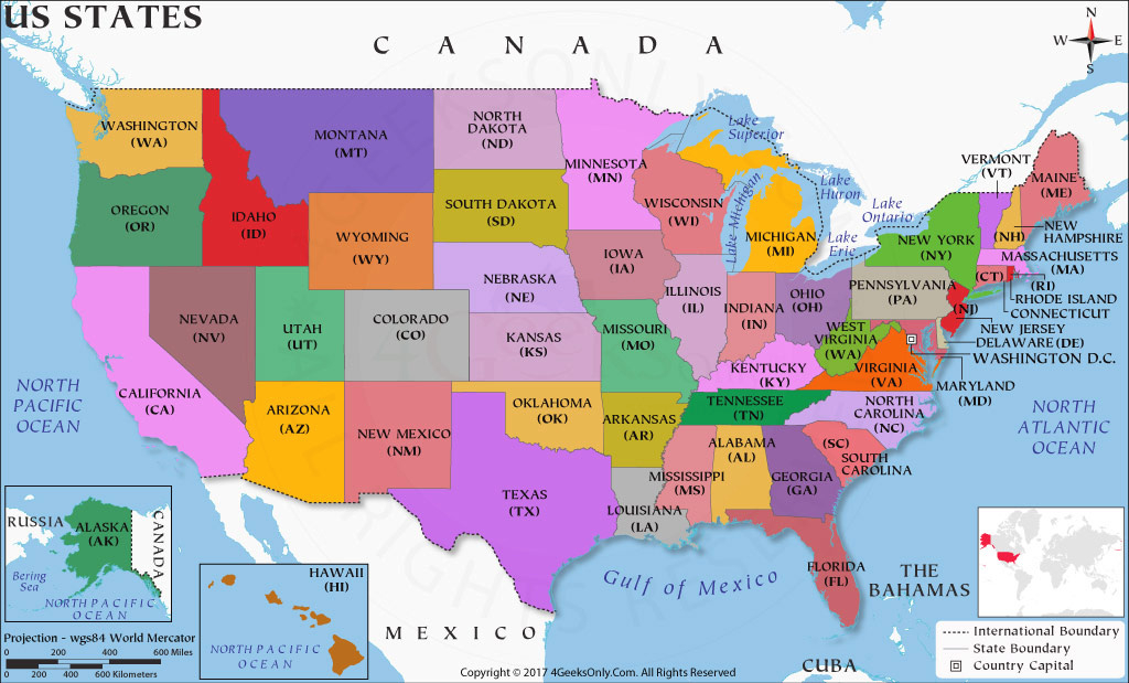 Us State Map, 50 States Map, Us Map With State Names, Usa Map With throughout Picture Of Us Map With States
