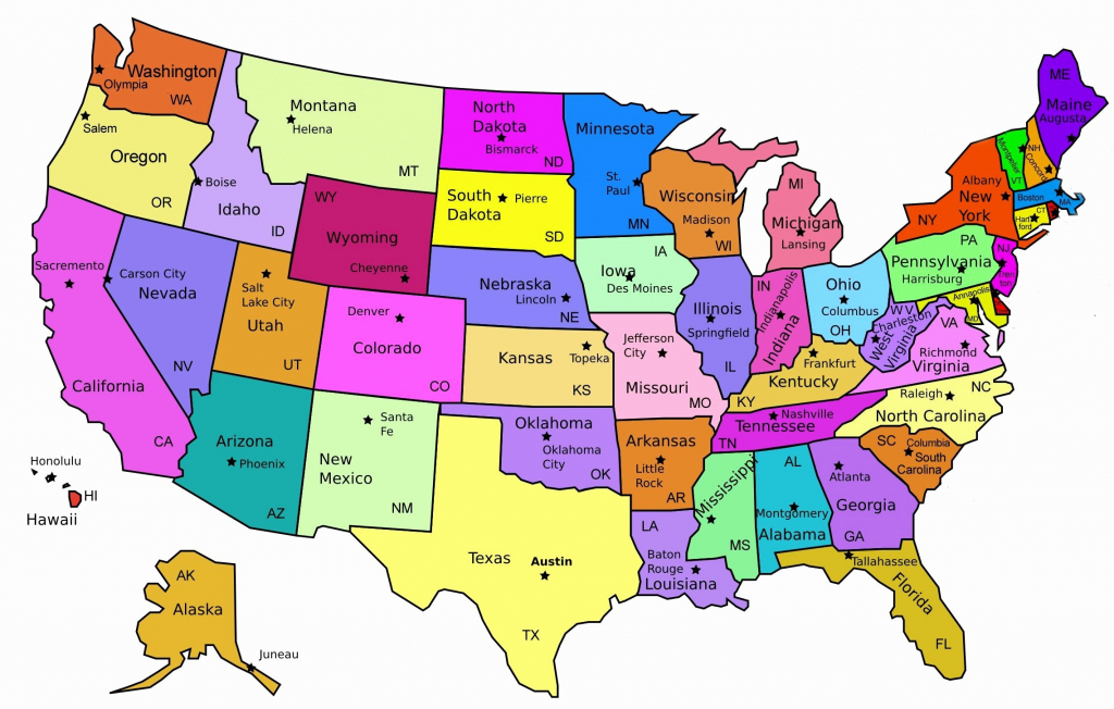 Us State Map With Major Cities Usa State Abbreviations Map State regarding Usa Map With States Capitals And Abbreviations