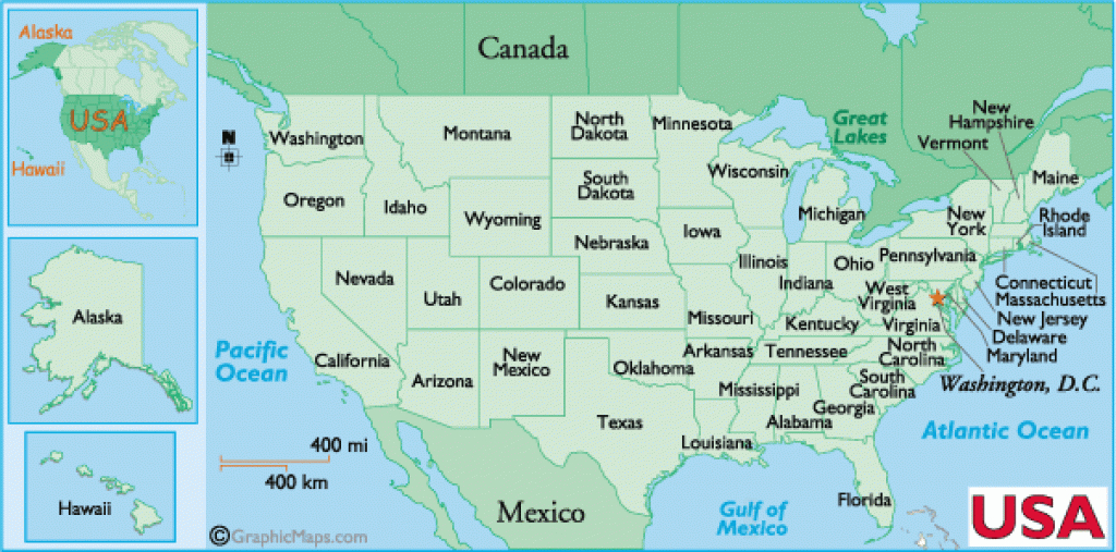 Us State Names with Map Of The United States With Names Of Each State