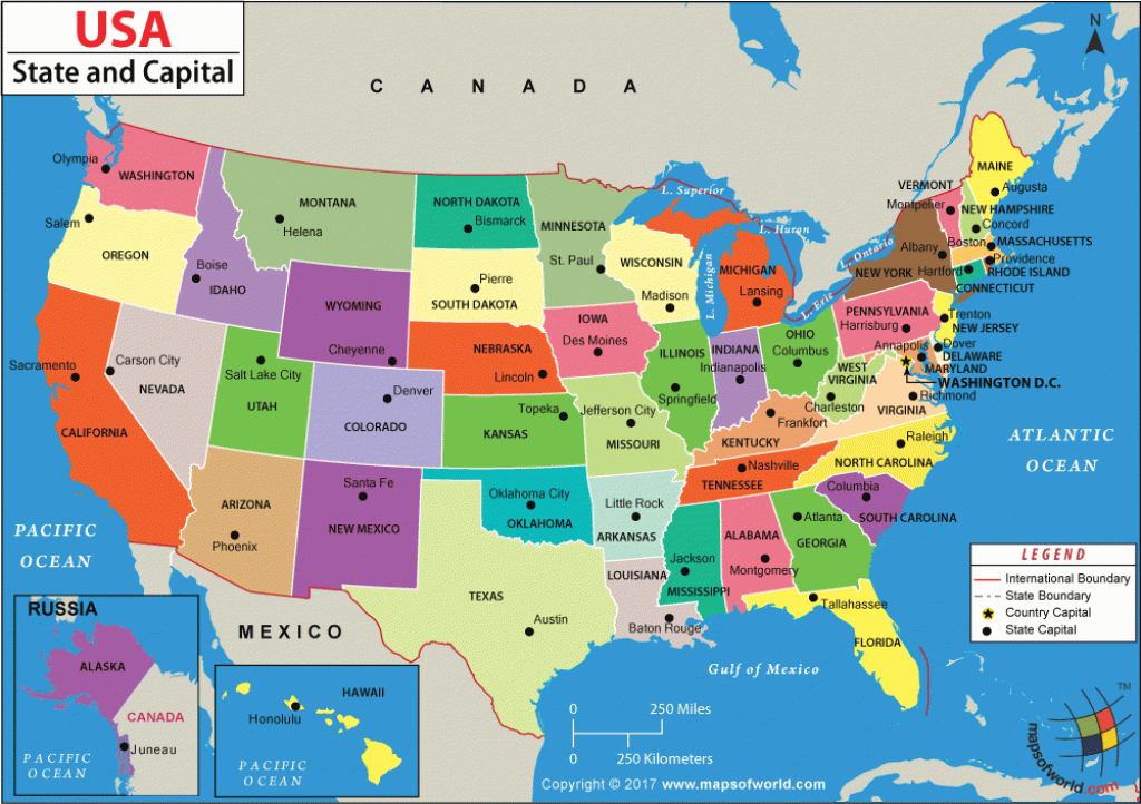 United States Map With Capitols Printable Map