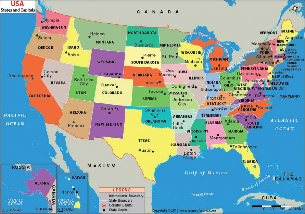 Us States And Capitals Map in Map Of Usa Showing All States