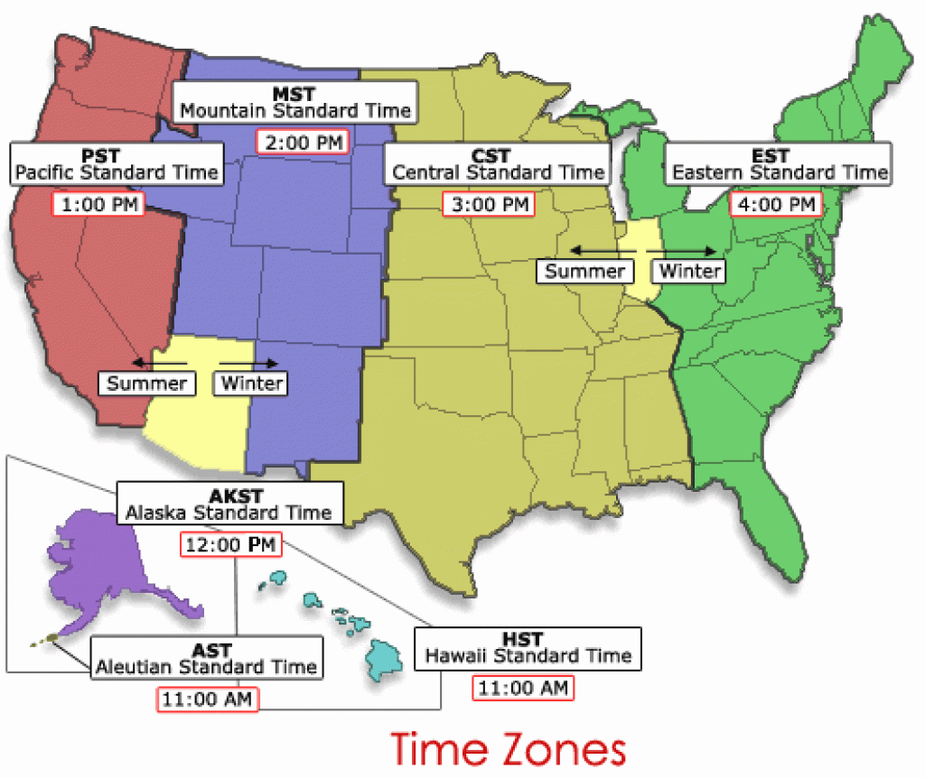 United States Of America Time Zone Map Printable Map