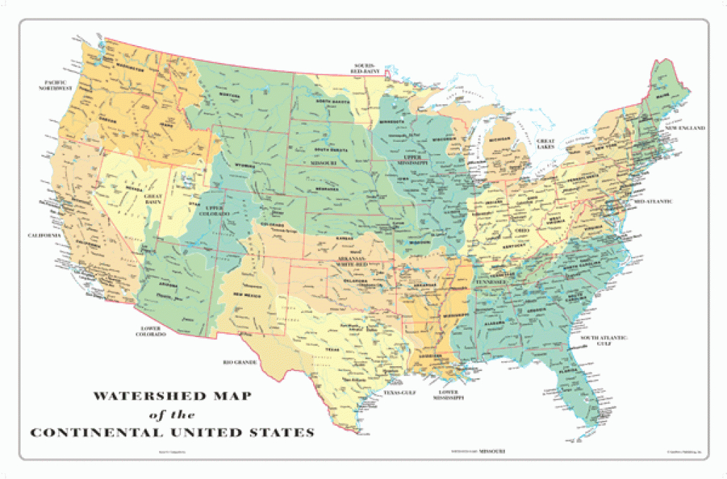 Us Watershed Wall Mapgeonova inside Watershed Map Of The United States