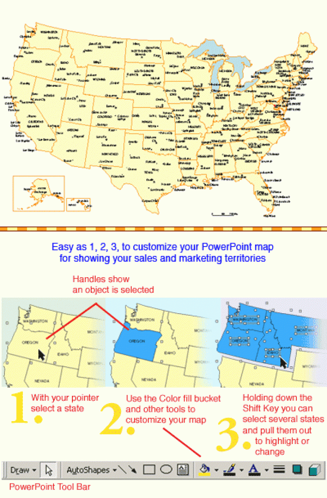Usa 50 Editable State Powerpoint Map, Major City And Capitals Map throughout Map Of 50 States And Major Cities
