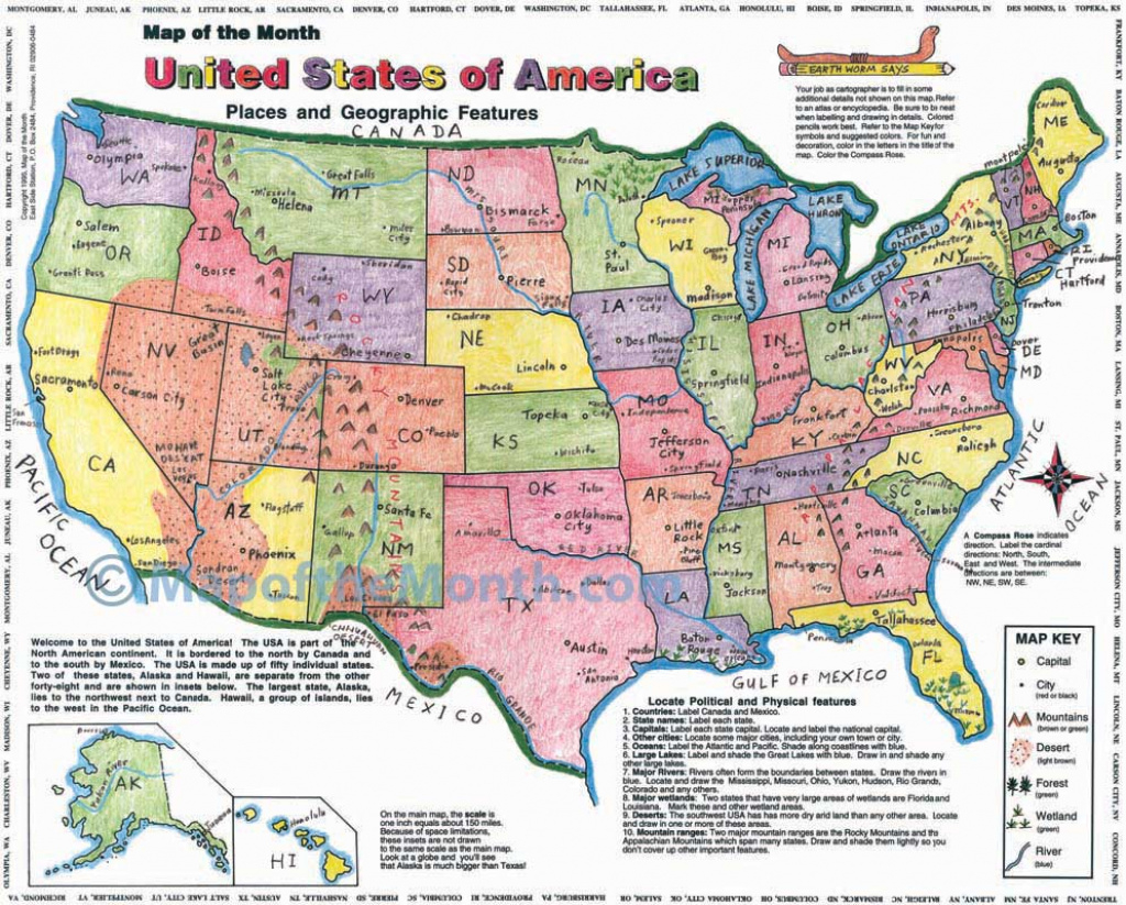 Usa Map - Blank Outline Map, 1620 Inches, Activities Included for Geographic United States Map