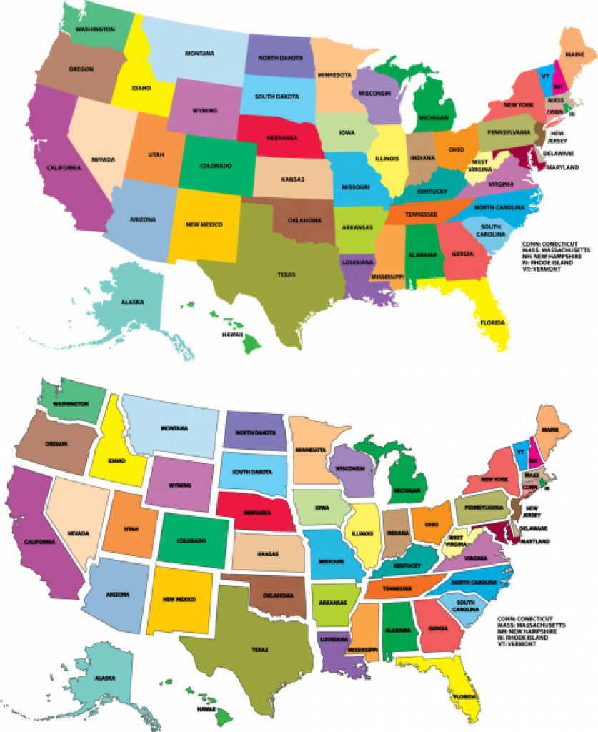 Usa Map – Full Color With State Names - Kidspressmagazine for Us Map Color States