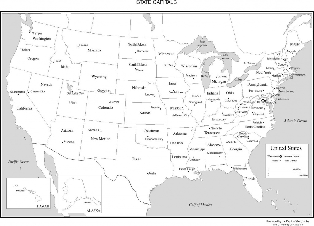 Usa Map - States And Capitals for Blank States And Capitals Map Printable