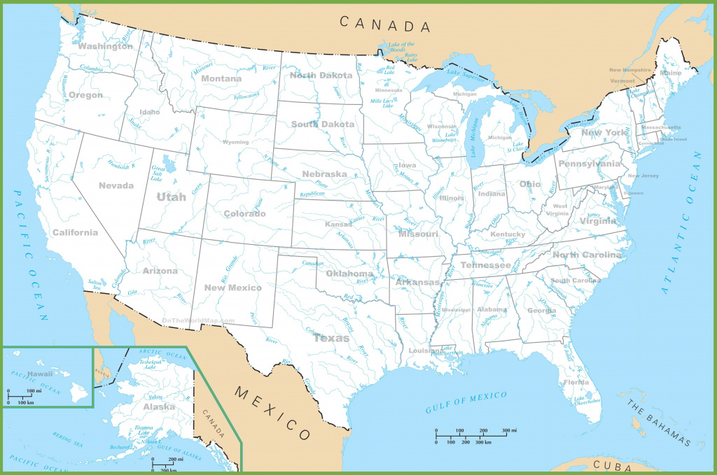 Usa Rivers And Lakes Map in United States Map With Rivers And Lakes And Mountains