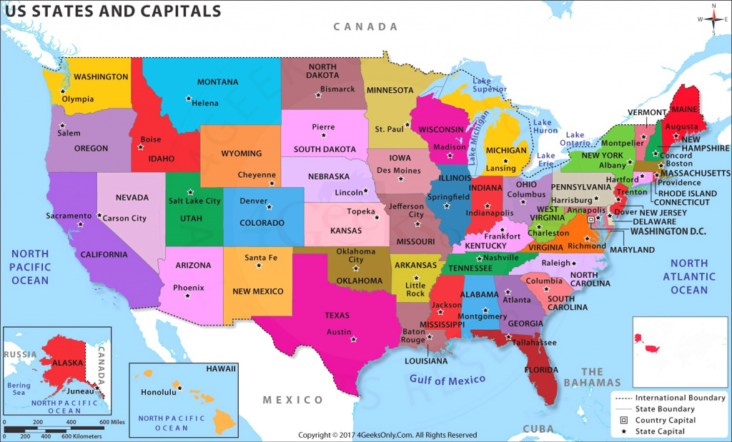 Usa State Map And Capitals And Travel Information | Download Free with World Map With States And Capitals