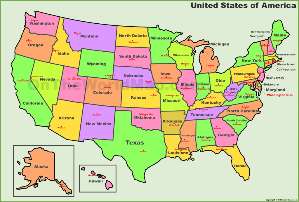 Usa States And Capitals Map within United States Of America Map With Capitals