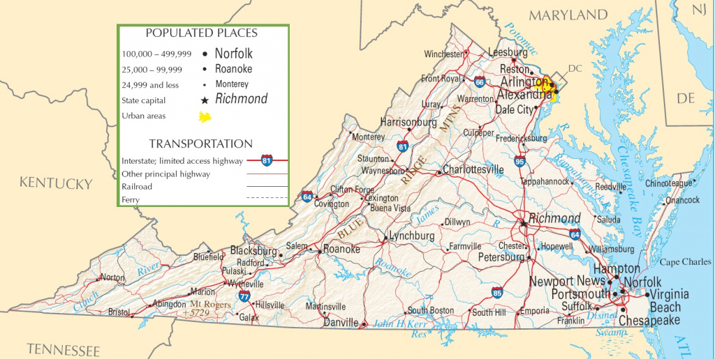 Virginia Highway Map regarding Virginia State Map Printable