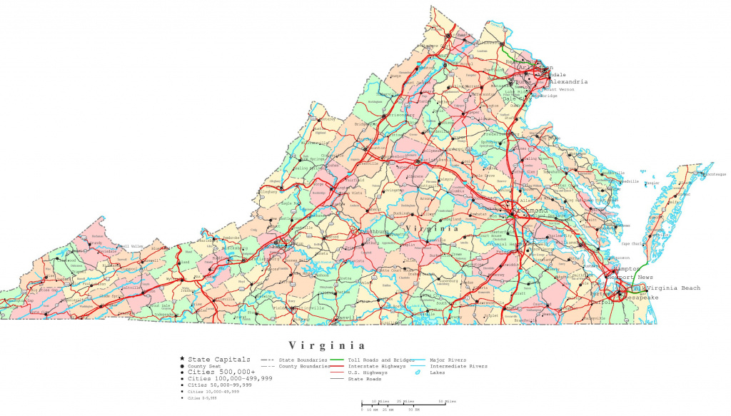 Virginia Printable Map regarding Virginia State Map Printable