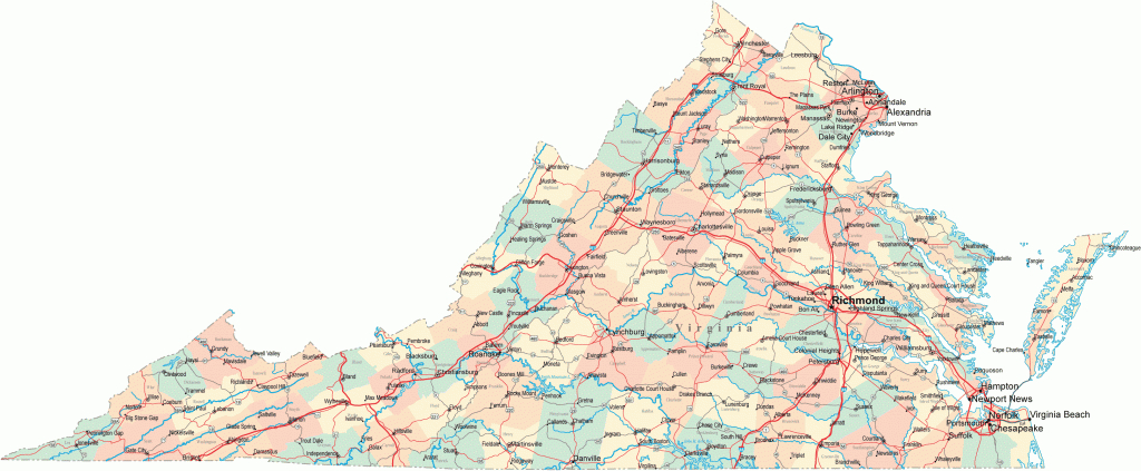 Virginia Road Map - Va Road Map - Virginia Highway Map in Virginia State Map Printable