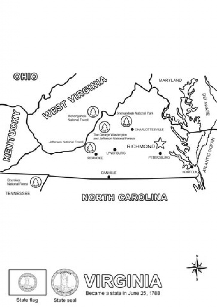 Virginia State Map Coloring Page | Free Printable Coloring Pages in Virginia State Map Printable