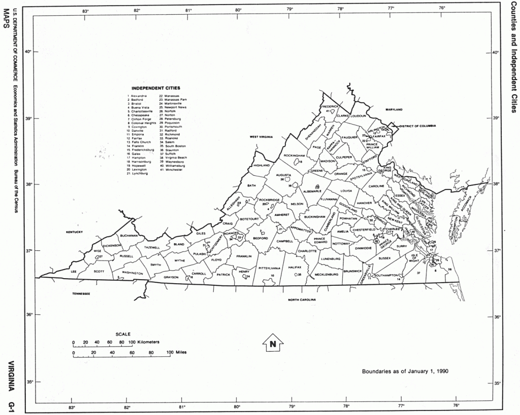 Virginia State Map With Counties Location And Outline Of Each County inside Virginia State Map Printable