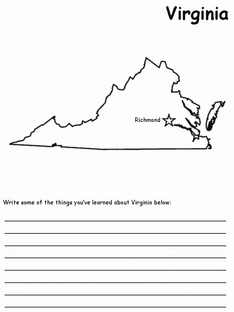 Virginia State Map within Virginia State Map Printable