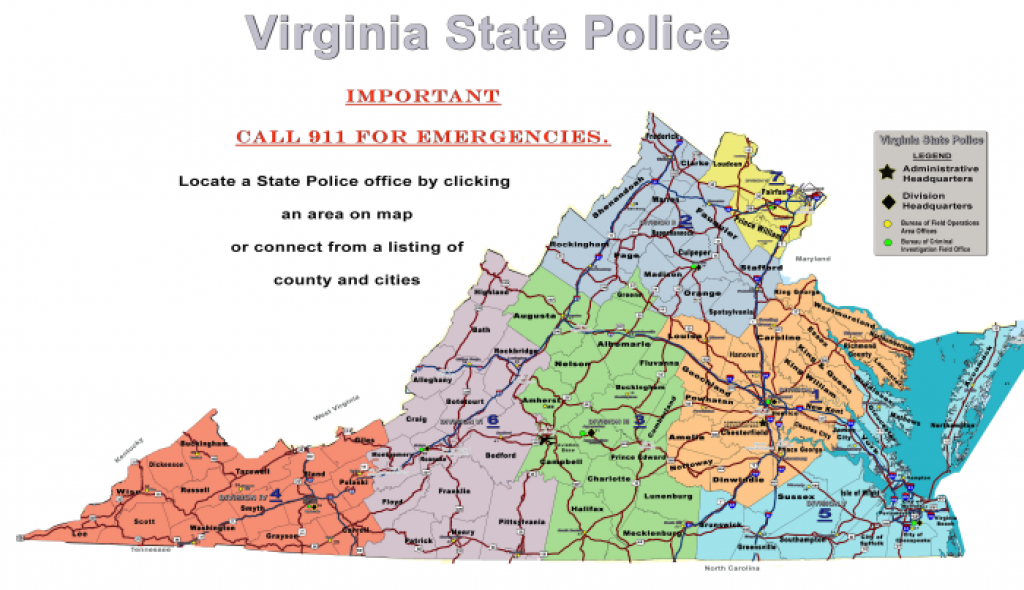 Virginia State Police - Office Locations with regard to Pa State Police Barracks Map
