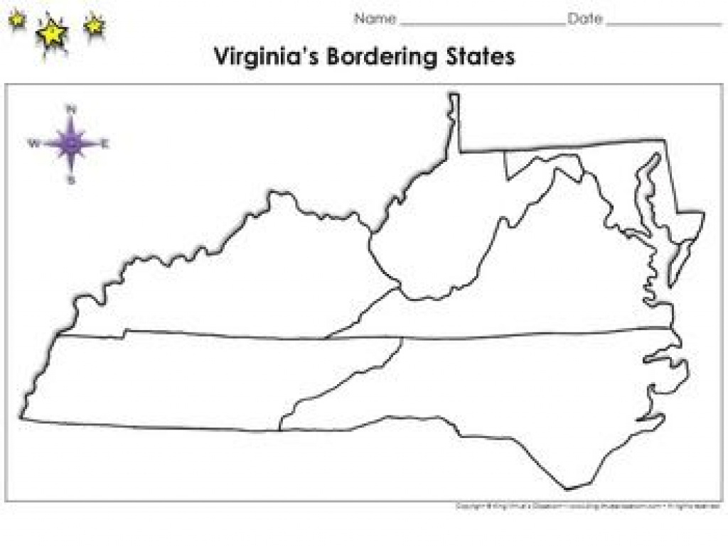 Virginia&amp;#039;s Bordering States Map - Blank - Full Page - King Virtue&amp;#039;s with regard to Map Of Virginia And Surrounding States