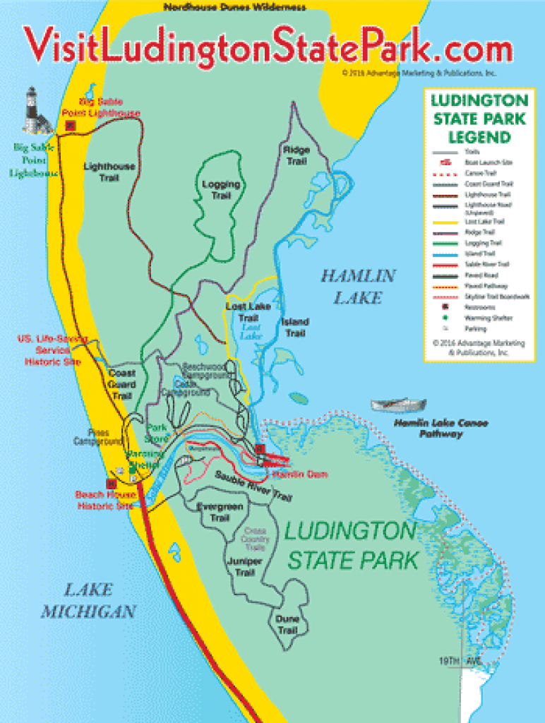 Visit Ludington - Ludington State Park Trail Guide, Michigan throughout Ludington State Park Trail Map