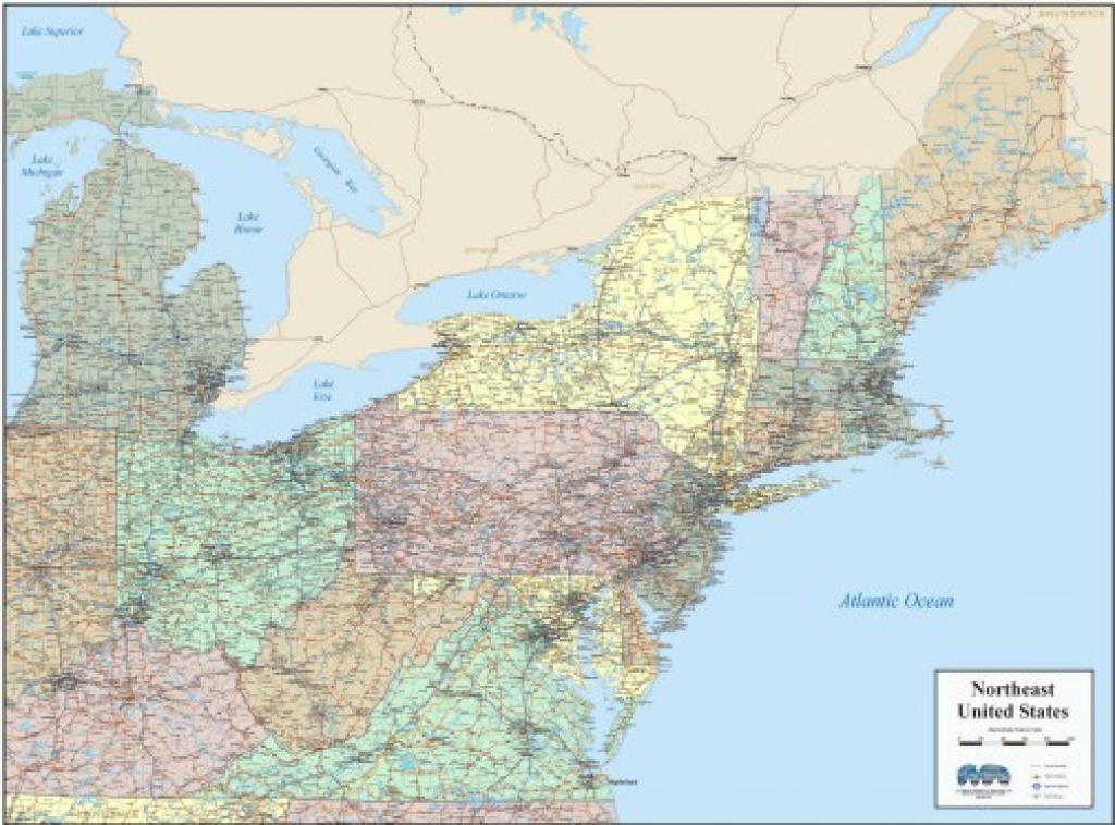 Wall Map Of Northeast Region United States intended for Map Of Northern United States
