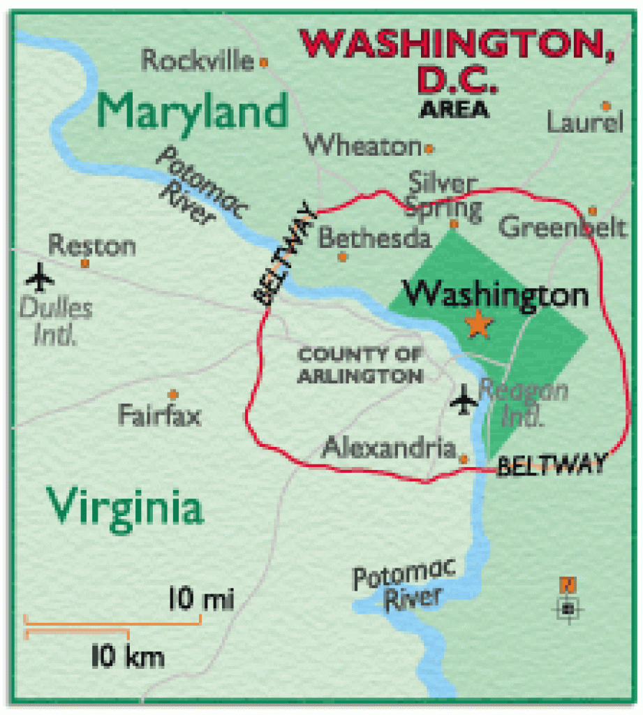 Washington D.c. Regions - Resorts, Bed And Breakfasts, Lodges within Map Of Washington Dc And Surrounding States
