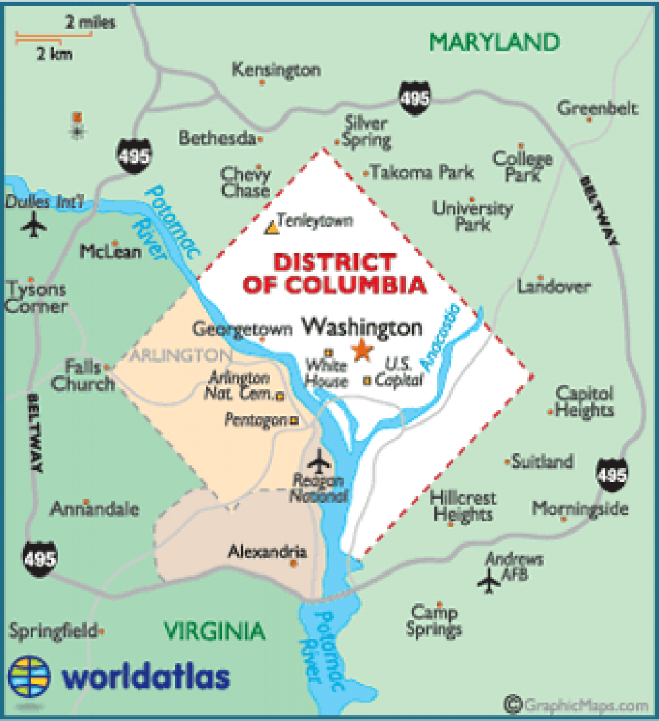 Washington Dc Map / Geography Of Washington Dc/ Map Of Washington Dc intended for Map Of Washington Dc And Surrounding States