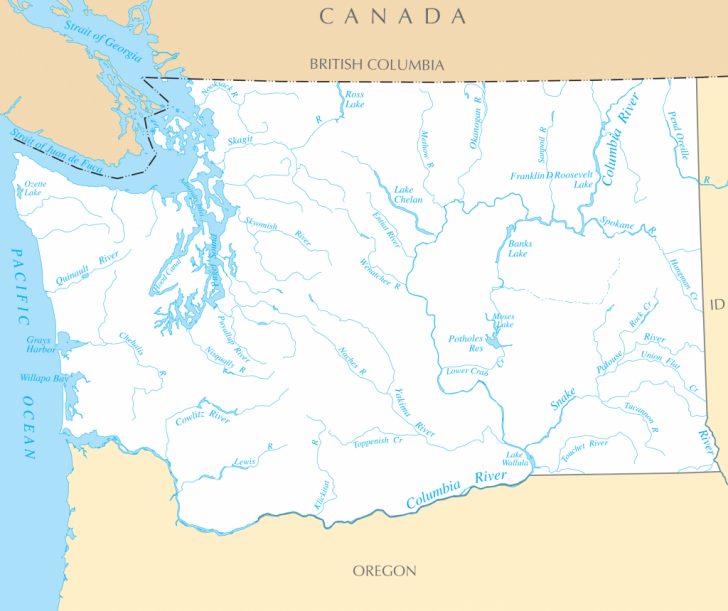 Washington Rivers And Lakes • Mapsof Throughout Washington State Rivers ...