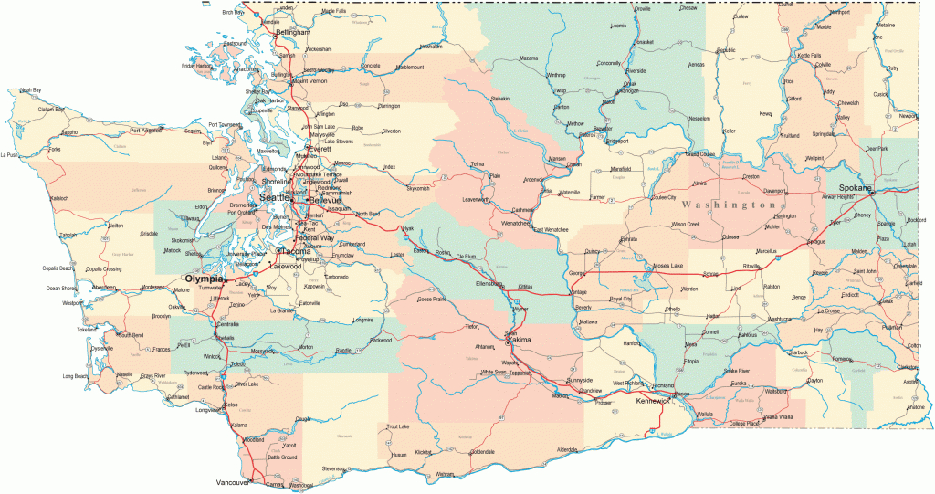 Washington Road Map - Wa Road Map - Washington Highway Map throughout Washington State Road Map Printable