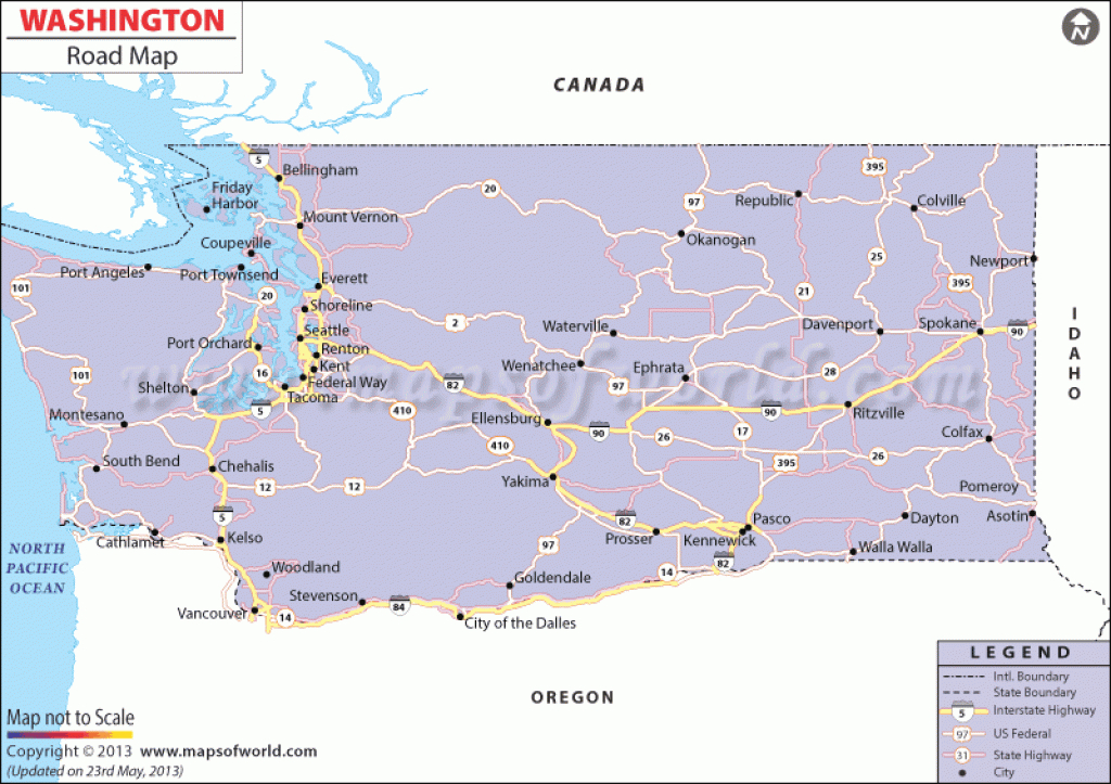 Washington Road Map, Washington State Highway Map throughout Washington State Road Map Printable