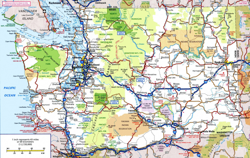 Washington Road Map with Detailed Road Map Of Washington State