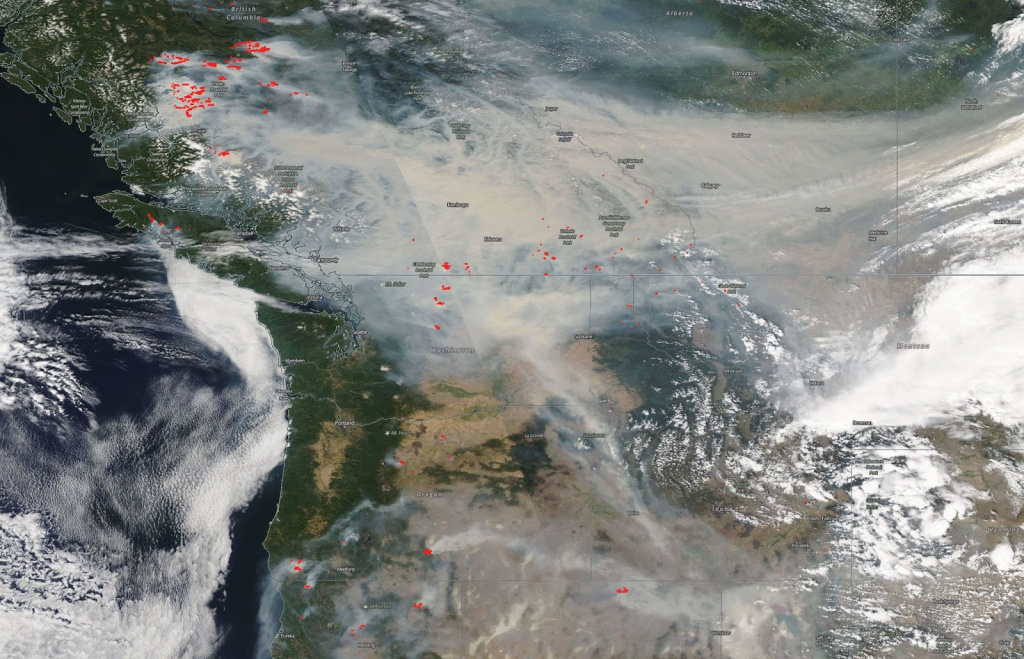 Washington Smoke Information: Very Large Smoke Plumes Across Pacific for Smoke Map Washington State