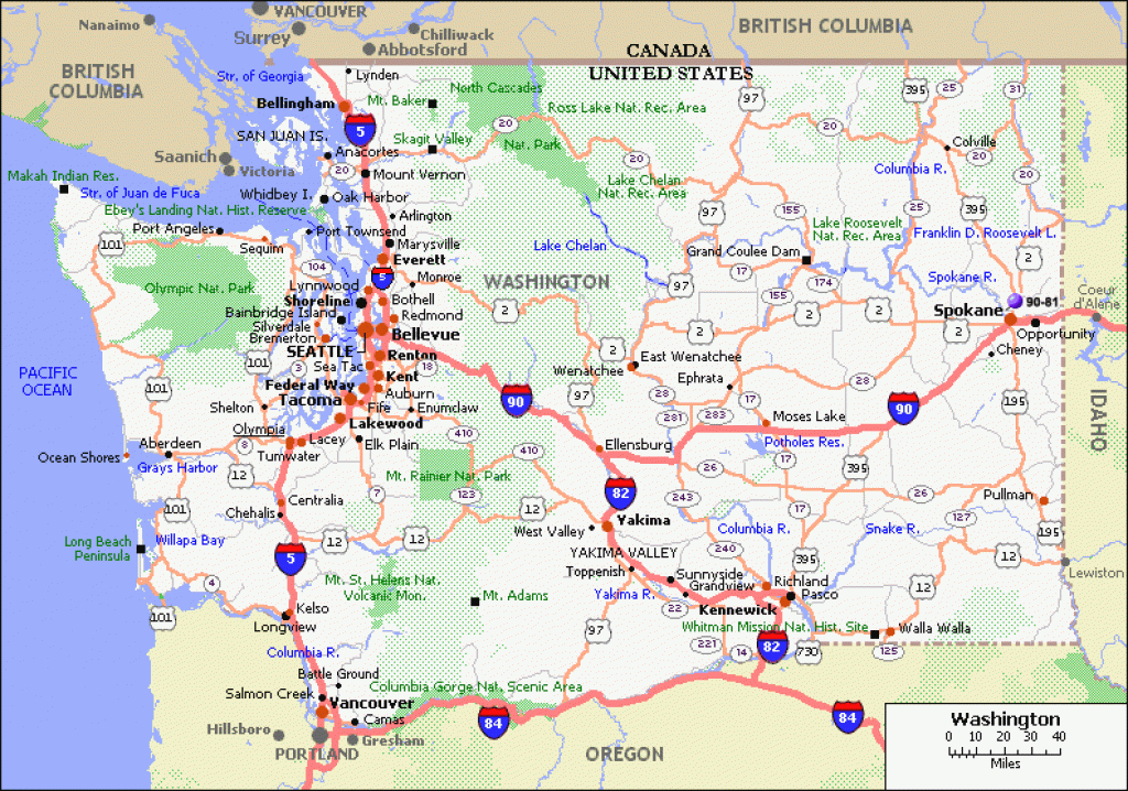 Washington State Road Map pertaining to Detailed Road Map Of Washington State