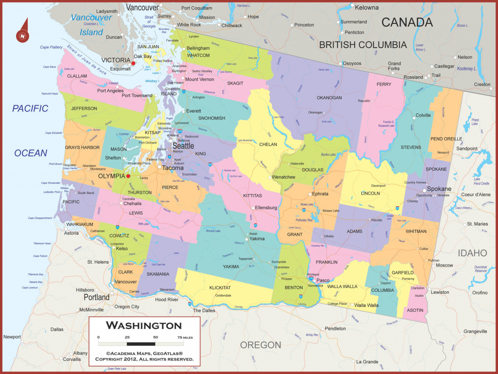Washington State Wall Map - Political intended for State Political Map