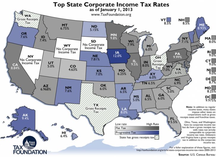 States With No Income Tax Map