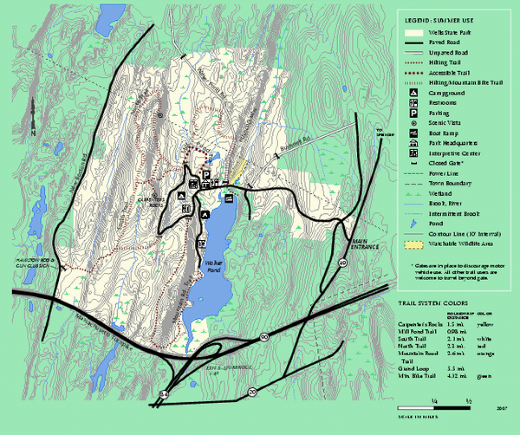 Wells State Park Trail Map - Sturbridge Massachusetts • Mappery regarding Massachusetts State Parks Map