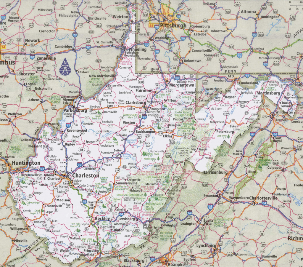 West Virginia Road Map within State Road Maps