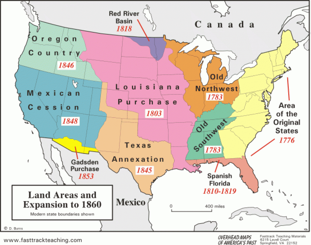 Westward Expansion Map Of The U.s.a. | Map Land Areas And Expansion in Blank Map Of United States In 1860