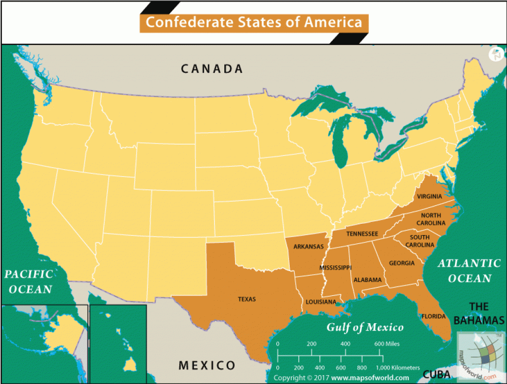 What Was The Confederate States Of America? - Answers pertaining to Confederate States Of America Map