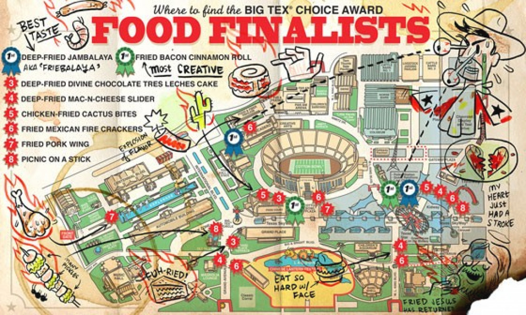 Where To Find The Big Tex Choice Award Food Finalists At The State regarding Texas State Fair Map