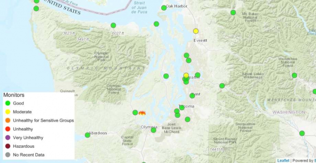 Where&amp;#039;s The Fire? If You Smelled Smoke In Seattle, Tacoma, It&amp;#039;s From within Map Of The Washington State Fires