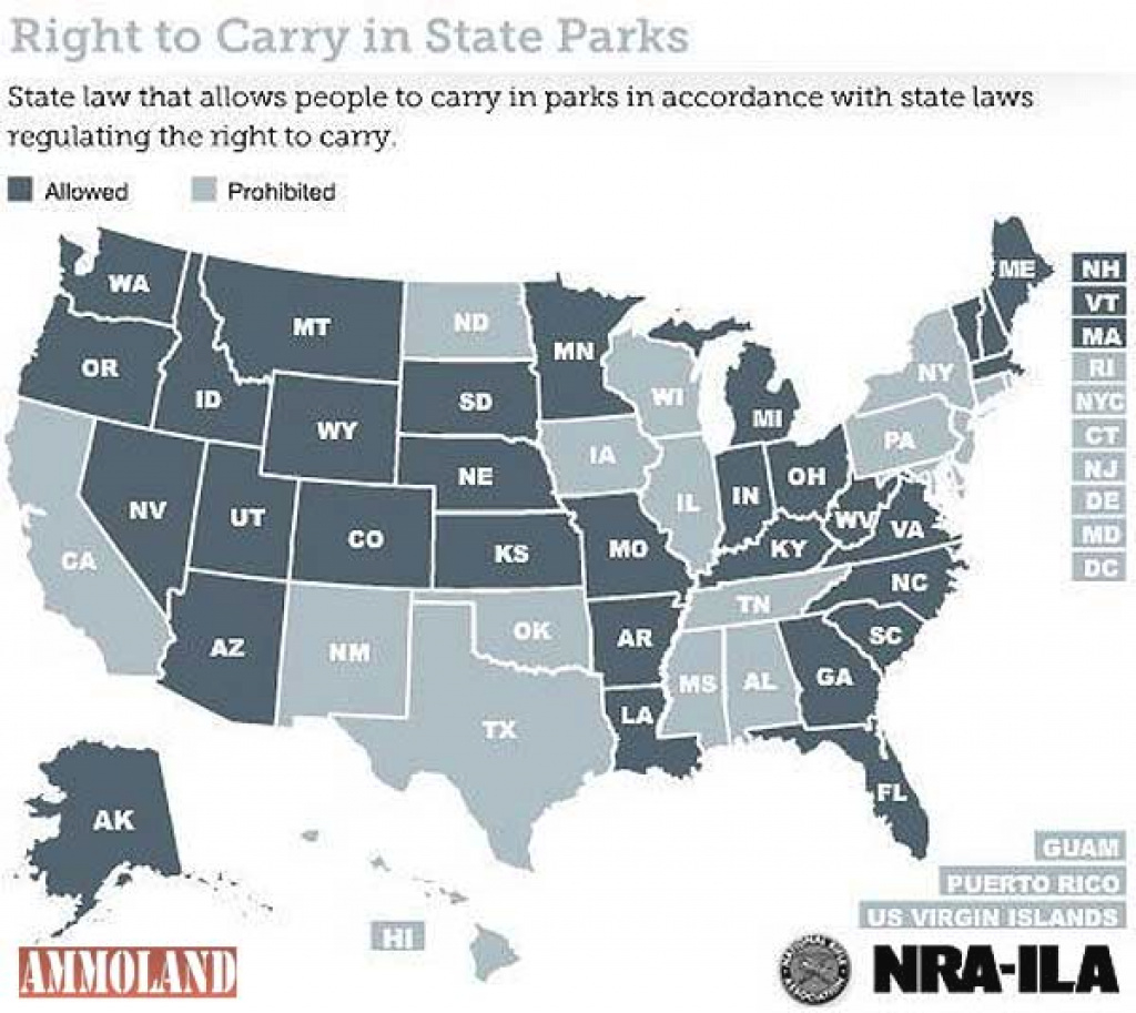 Which States Allow Lawful Concealed Carry In State Parks within Concealed Carry States Map 2016