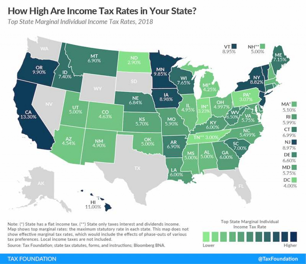 Which States Have The Highest Income Tax Rates? : Fedsmith for States Without Income Tax Map