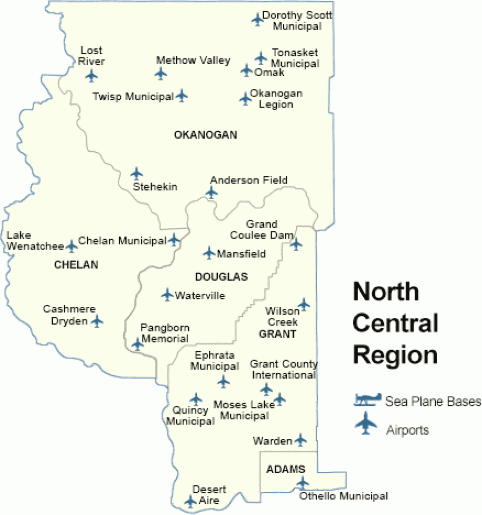 Wsdot - Aviation - Airports In The North Central Region pertaining to Washington State Airports Map