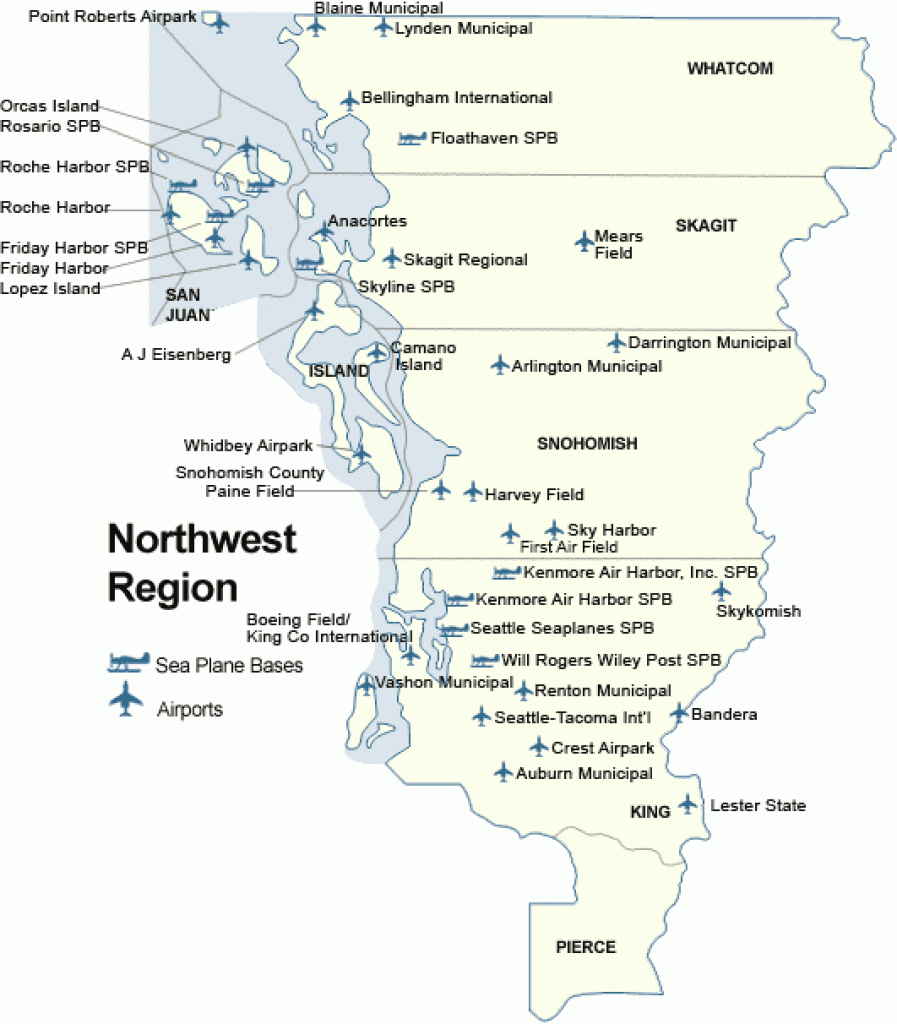 Wsdot - Aviation - Airports In The Northwest Region within Washington State Airports Map