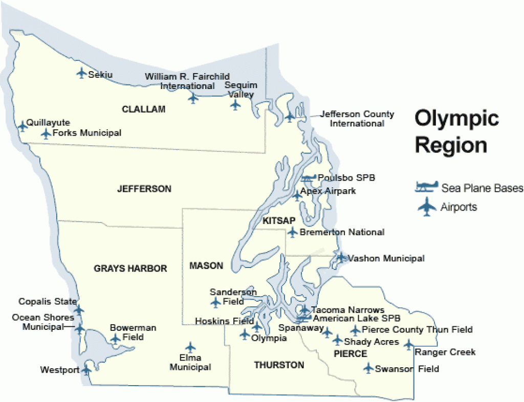 Wsdot - Aviation - Airports In The Olympic Region in Washington State Airports Map