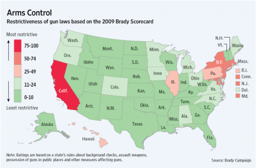 Wsj Article: Scotus Case On States&amp;#039; Right To Limit Gun Rights for Gun Control Laws State Map